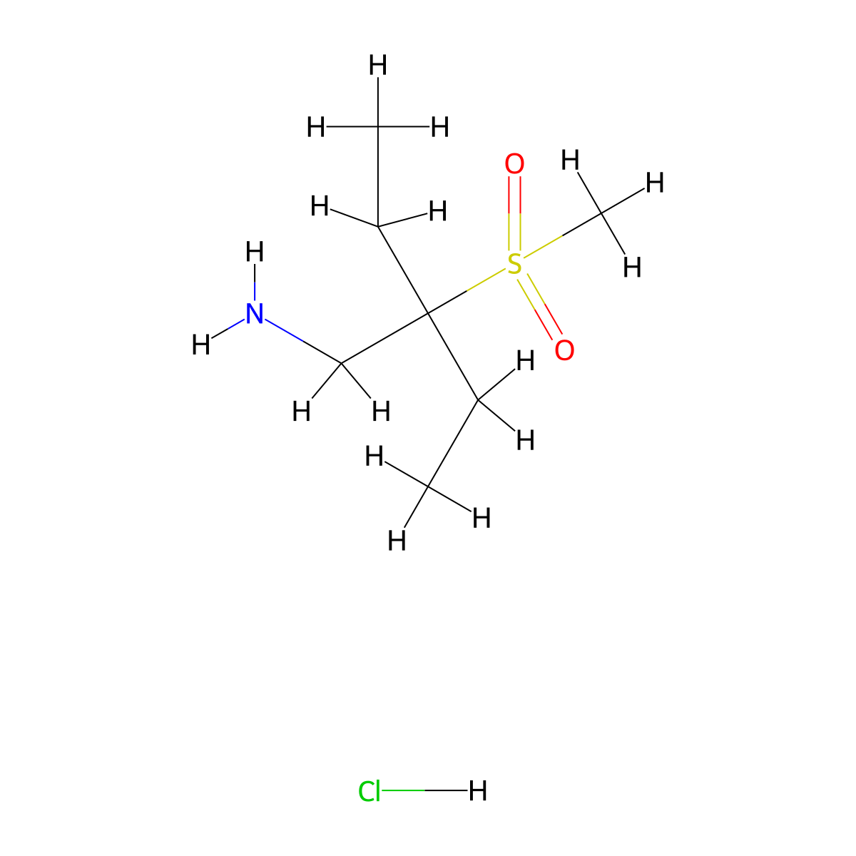 2-Ethyl-2-methylsulfonylbutan-1-amine;hydrochloride molecular structure, CAS 2995292-25-4