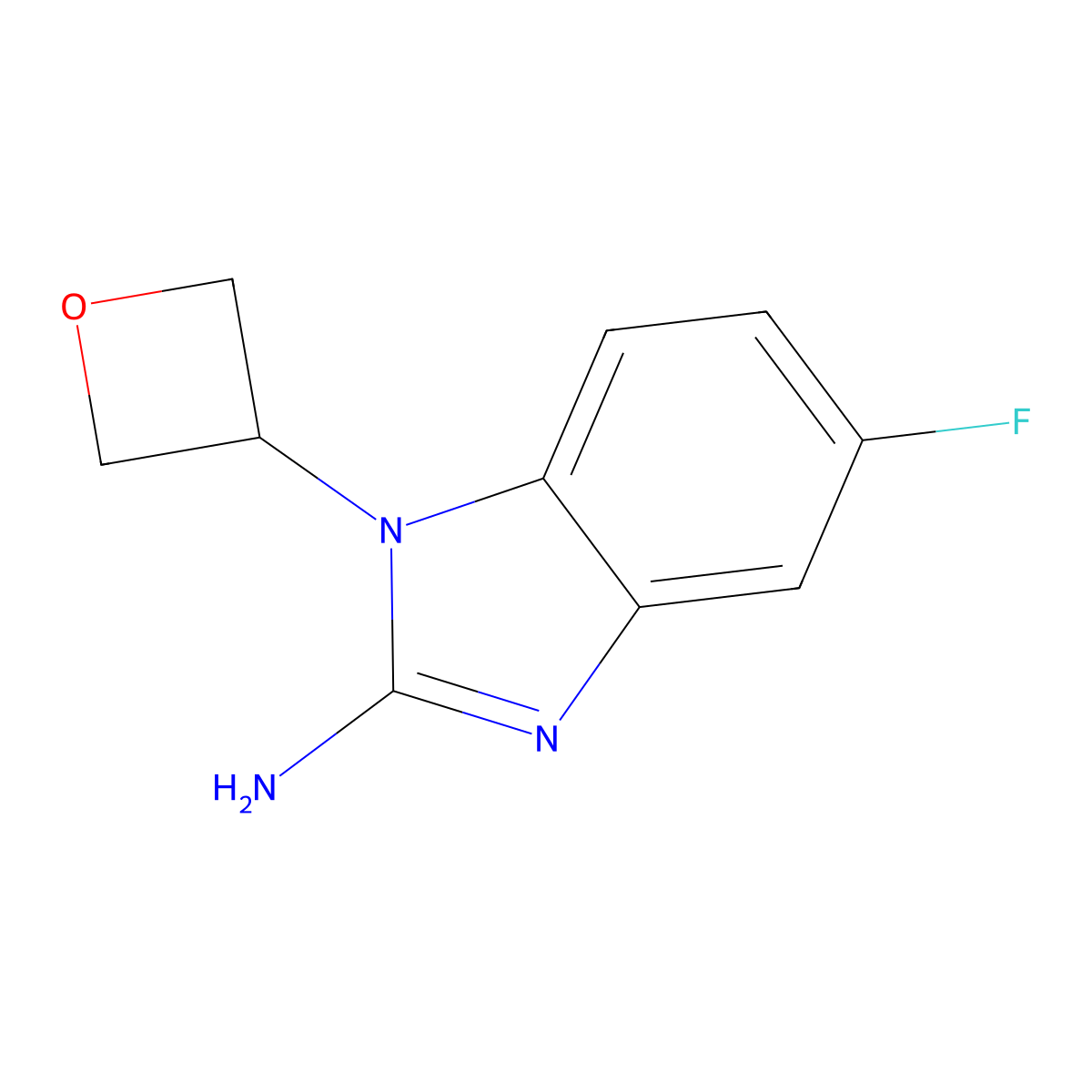 5-Fluoro-1-(oxetan-3-yl)benzimidazol-2-amine molecular structure, CAS 2995292-28-7