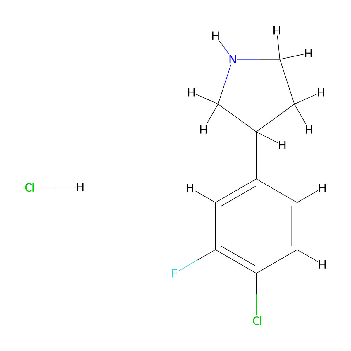 3-(4-Chloro-3-fluorophenyl)pyrrolidine hydrochloride molecular structure, CAS 2995292-31-2