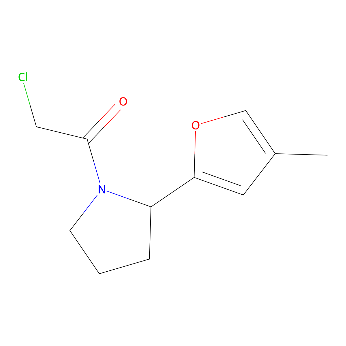 2-Chloro-1-[2-(4-methylfuran-2-yl)pyrrolidin-1-yl]ethanone molecular structure, CAS 2995292-36-7