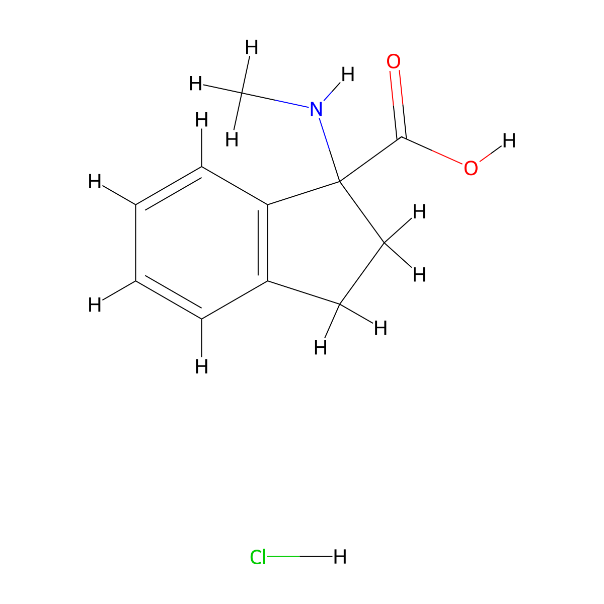 1-(methylamino)-2,3-dihydro-1H-indene-1-carboxylic acid hydrochloride molecular structure, CAS 2995292-38-9