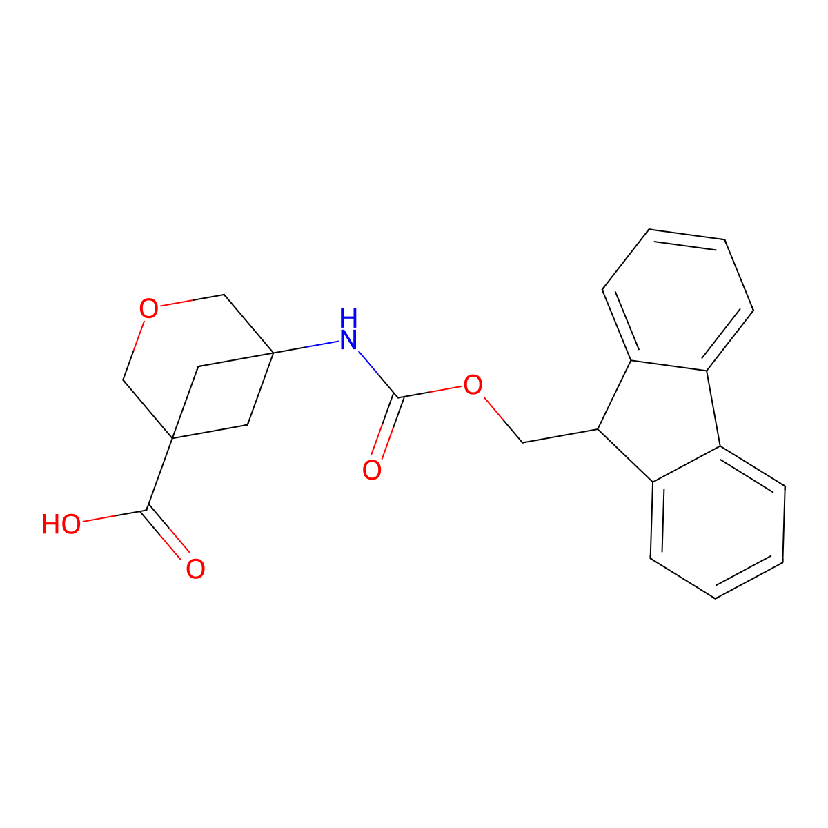 5-({[(9H-fluoren-9-yl)methoxy]carbonyl}amino)-3-oxabicyclo[3.1.1]heptane-1-carboxylic acid molecular structure, CAS 2995292-39-0