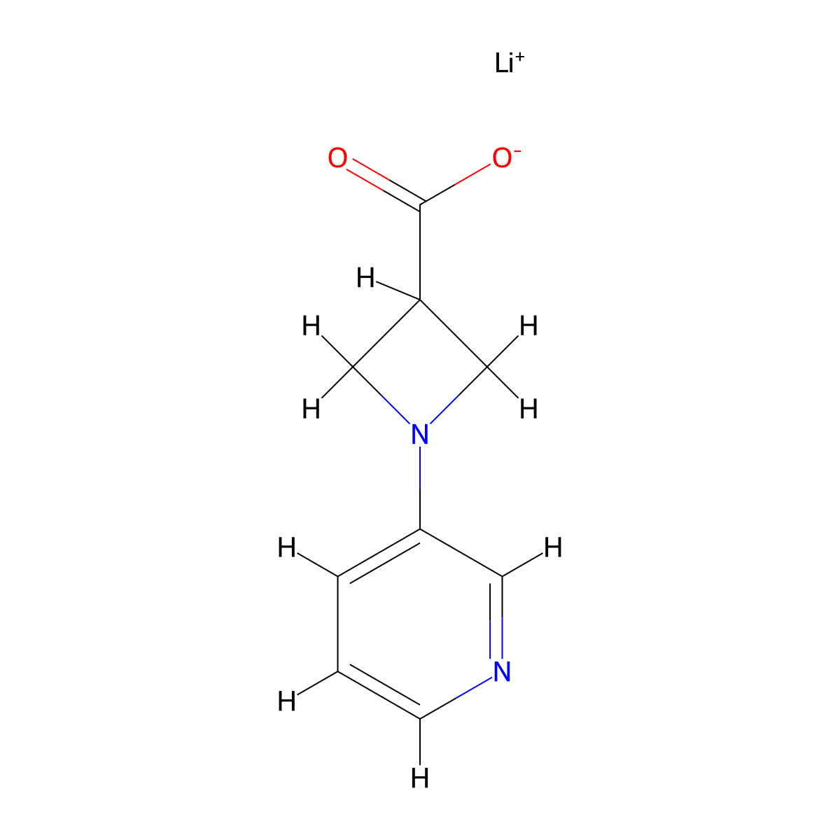 Lithium(1+) 1-(pyridin-3-yl)azetidine-3-carboxylate molecular structure, CAS 2995292-51-6