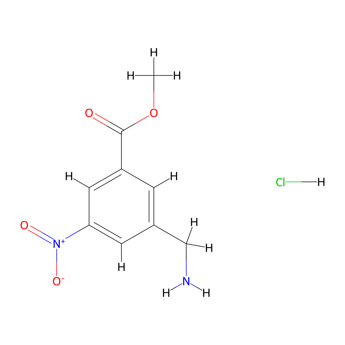 Methyl 3-(aminomethyl)-5-nitrobenzoate hydrochloride molecular structure, CAS 2995292-52-7
