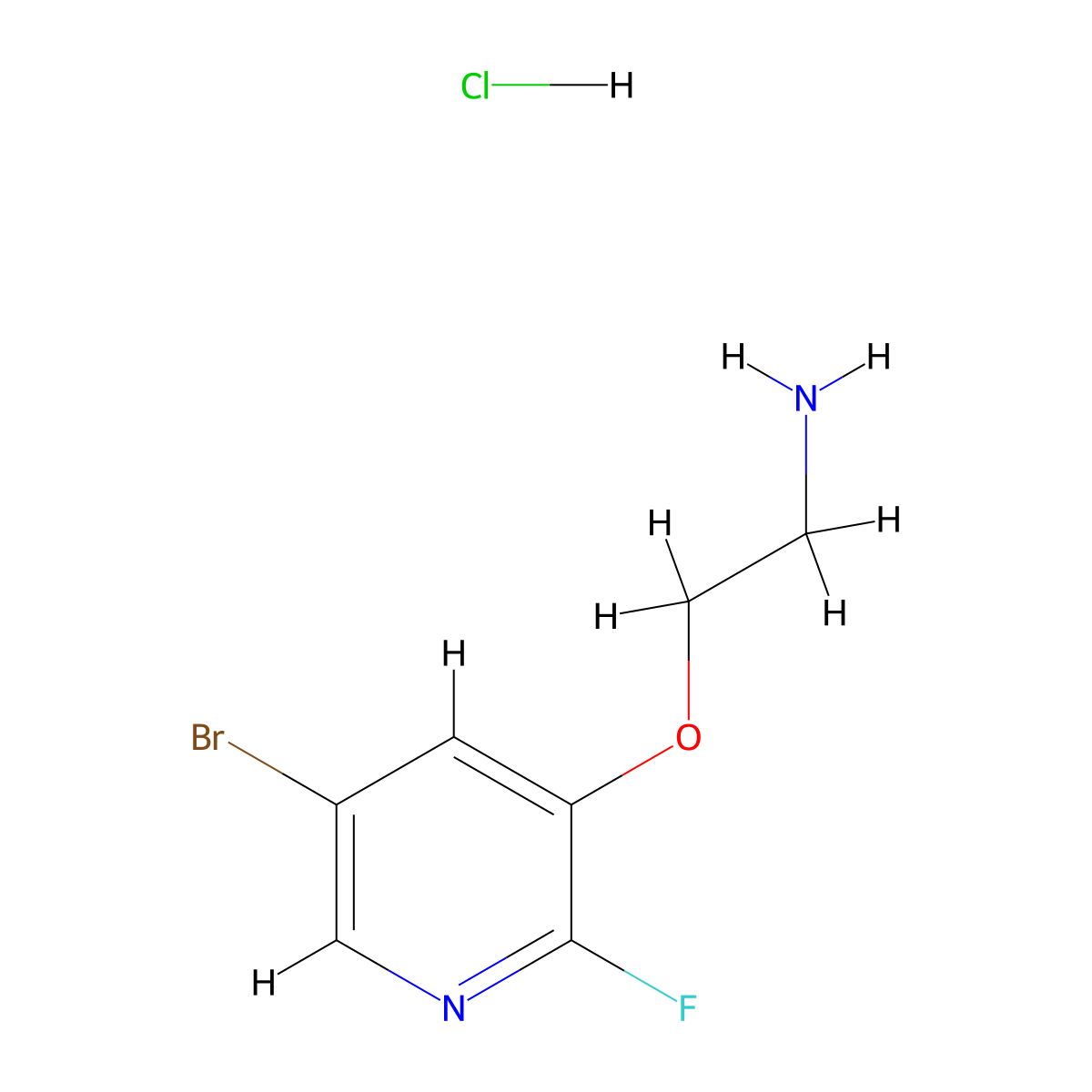 2-[(5-Bromo-2-fluoropyridin-3-yl)oxy]ethan-1-amine hydrochloride molecular structure, CAS 2995292-60-7