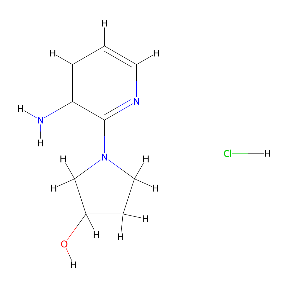 1-(3-Aminopyridin-2-YL)pyrrolidin-3-OL hydrochloride molecular structure, CAS 2995293-09-7
