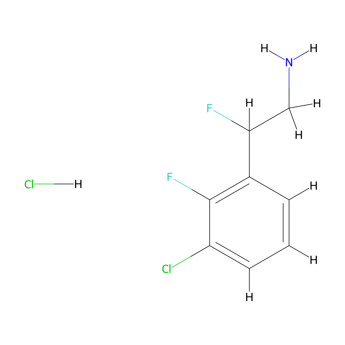 2-(3-Chloro-2-fluorophenyl)-2-fluoroethan-1-amine hydrochloride molecular structure, CAS 2995293-15-5
