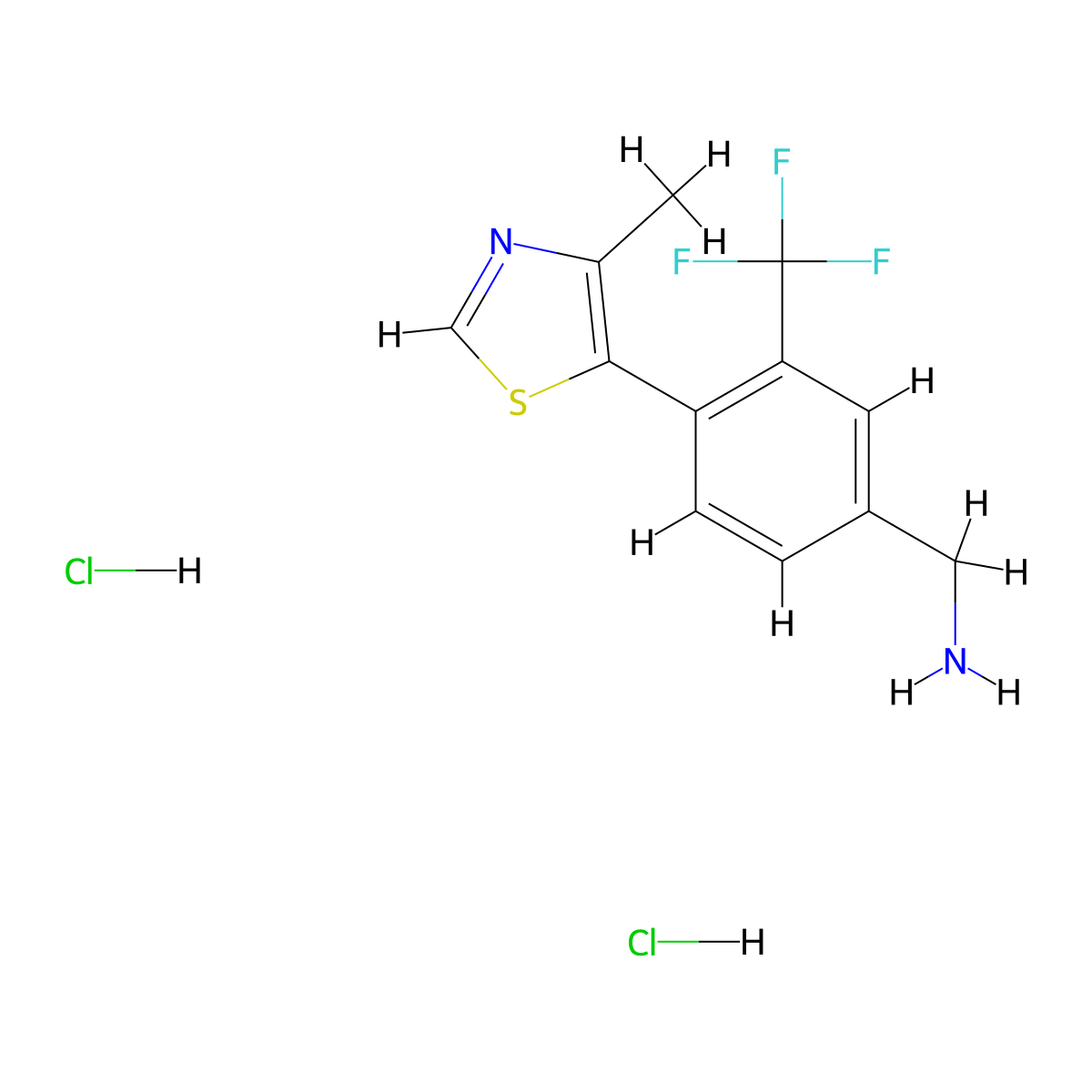 1-[4-(4-Methyl-1,3-thiazol-5-yl)-3-(trifluoromethyl)phenyl]methanamine dihydrochloride molecular structure, CAS 2995293-17-7