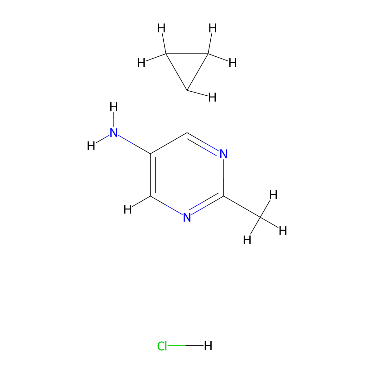 4-Cyclopropyl-2-methylpyrimidin-5-amine hydrochloride molecular structure, CAS 2995293-20-2