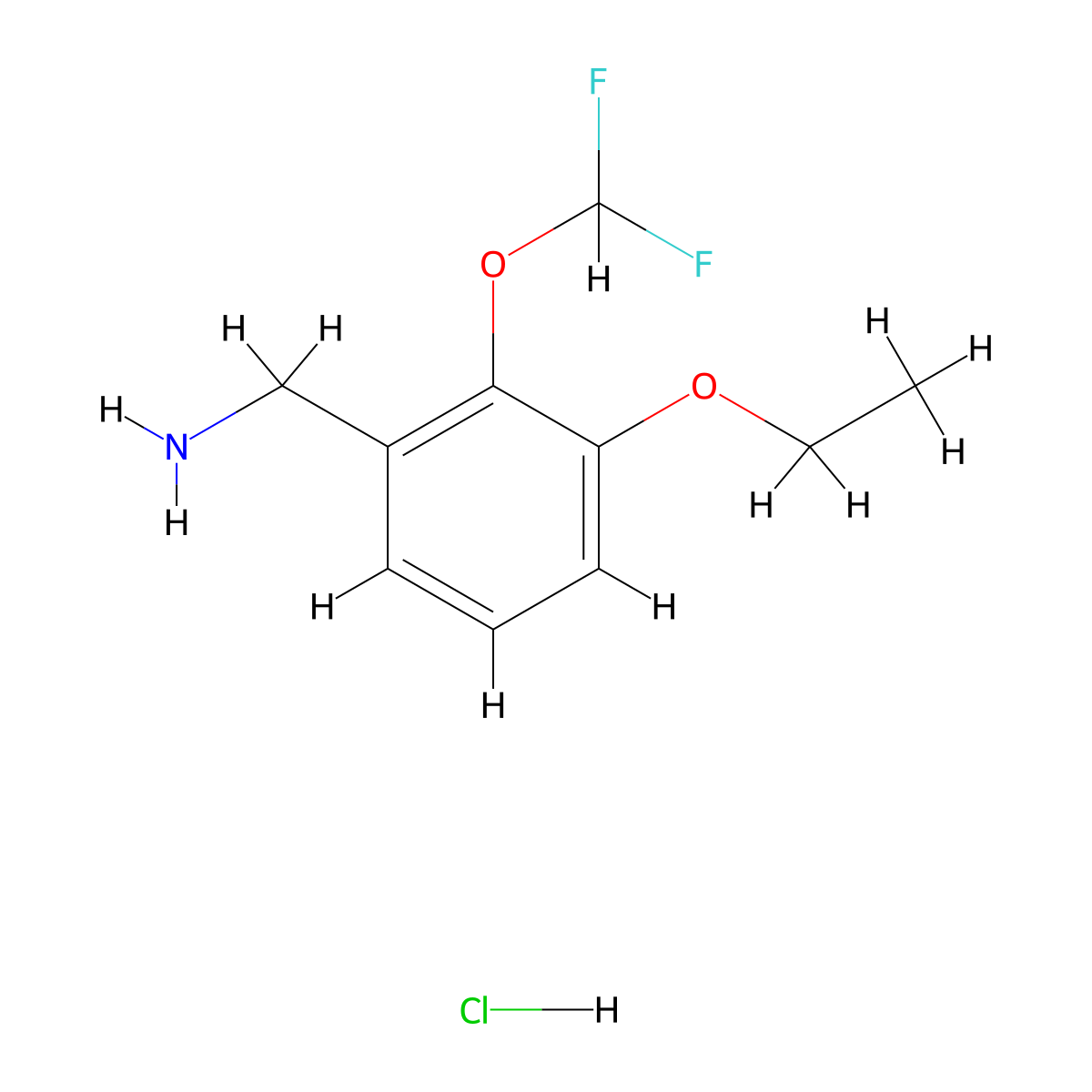 1-[2-(Difluoromethoxy)-3-ethoxyphenyl]methanamine hydrochloride molecular structure, CAS 2995293-22-4