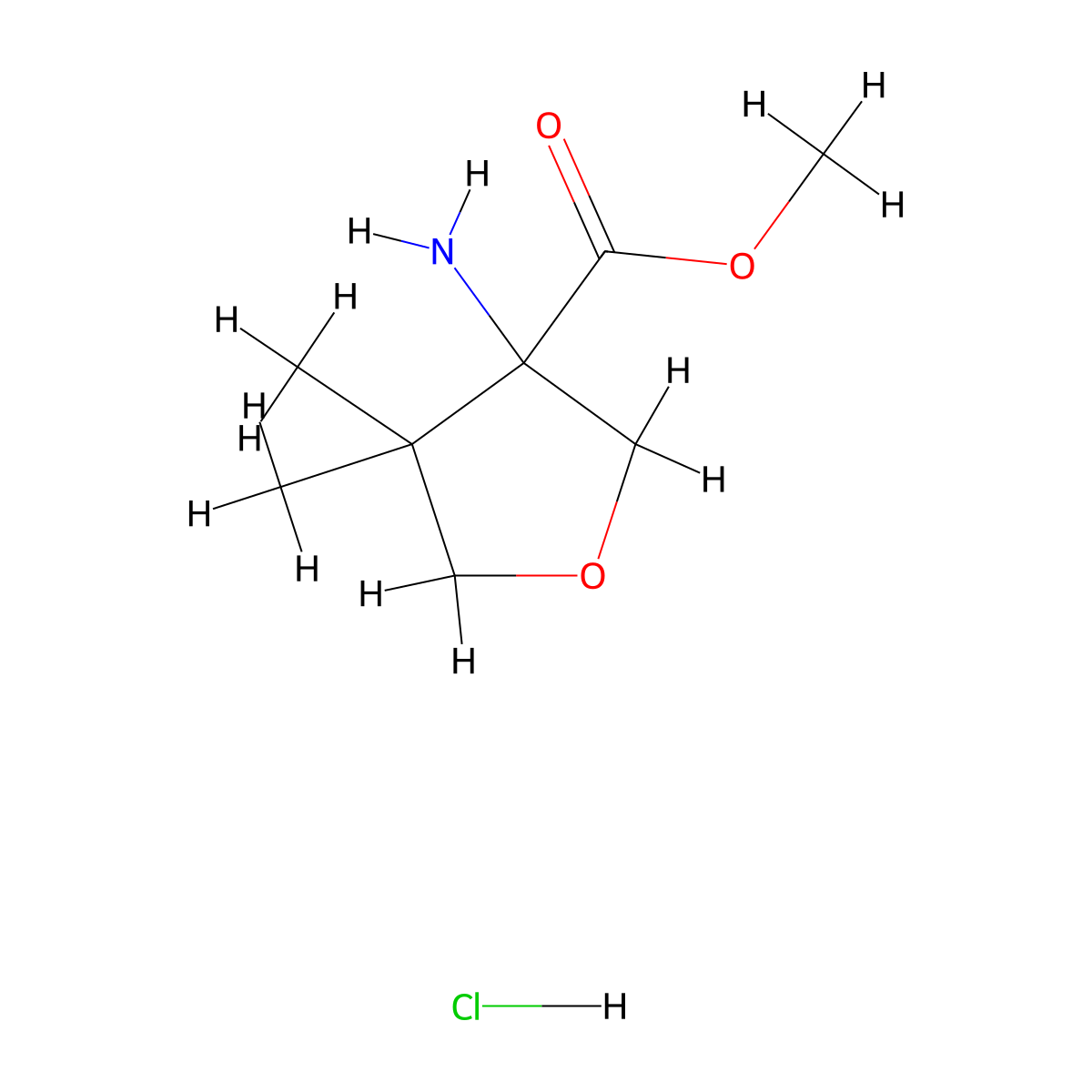 Methyl 3-amino-4,4-dimethyloxolane-3-carboxylate hydrochloride molecular structure, CAS 2995293-31-5