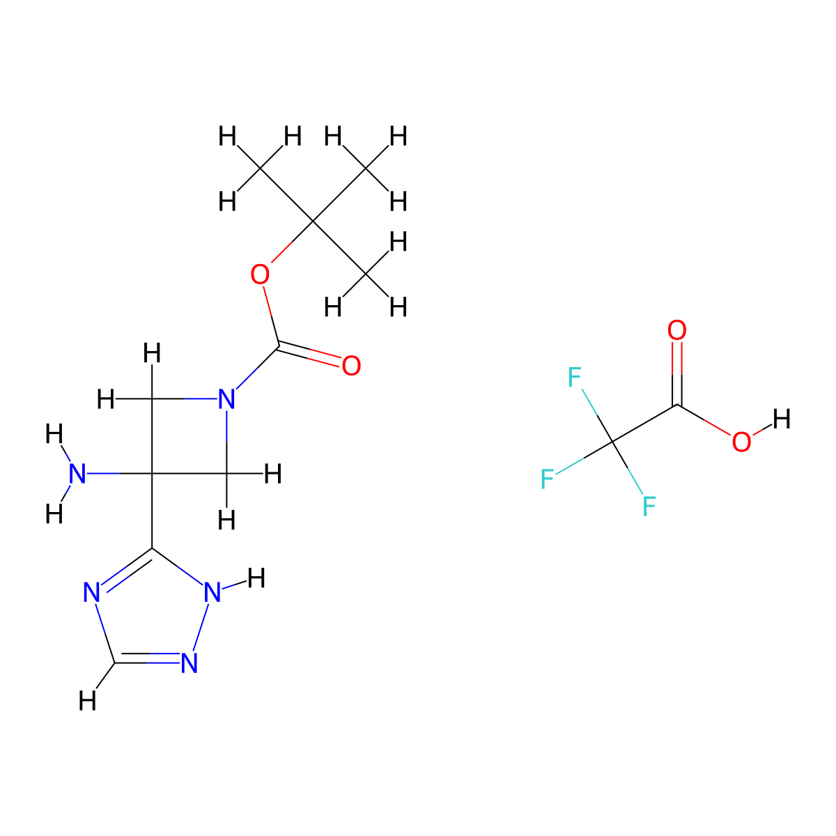 tert-butyl 3-amino-3-(1H-1,2,4-triazol-3-yl)azetidine-1-carboxylate, trifluoroacetic acid molecular structure, CAS 2995293-35-9