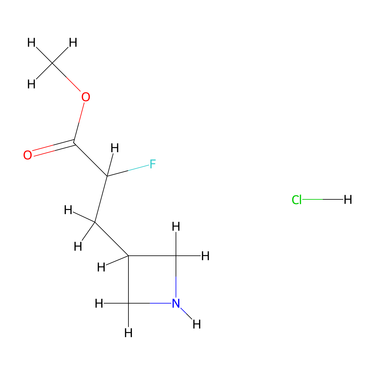 Methyl 3-(azetidin-3-yl)-2-fluoropropanoate hydrochloride molecular structure, CAS 2995293-48-4