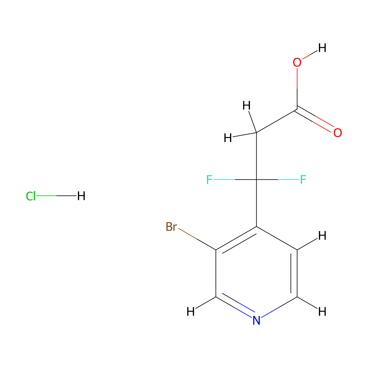 3-(3-Bromopyridin-4-yl)-3,3-difluoropropanoic acid hydrochloride molecular structure, CAS 2995293-49-5