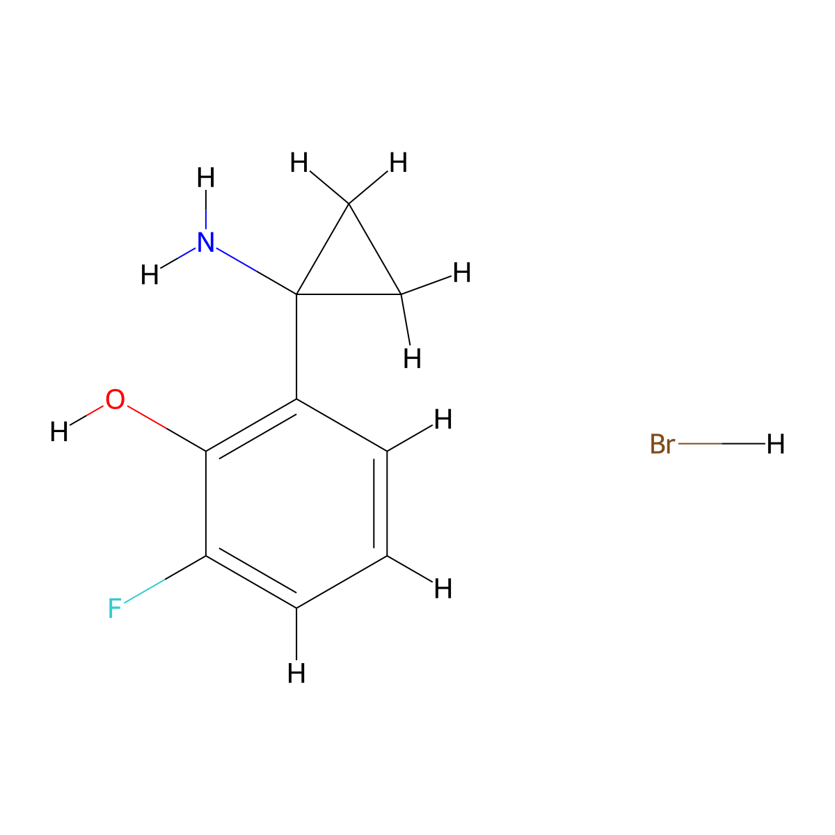 2-(1-Aminocyclopropyl)-6-fluorophenol hydrobromide molecular structure, CAS 2995293-53-1