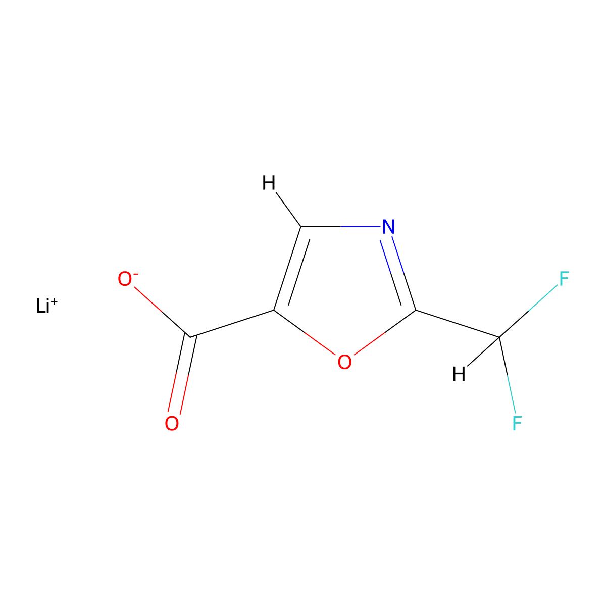 Lithium(1+) 2-(difluoromethyl)-1,3-oxazole-5-carboxylate molecular structure, CAS 2995293-55-3