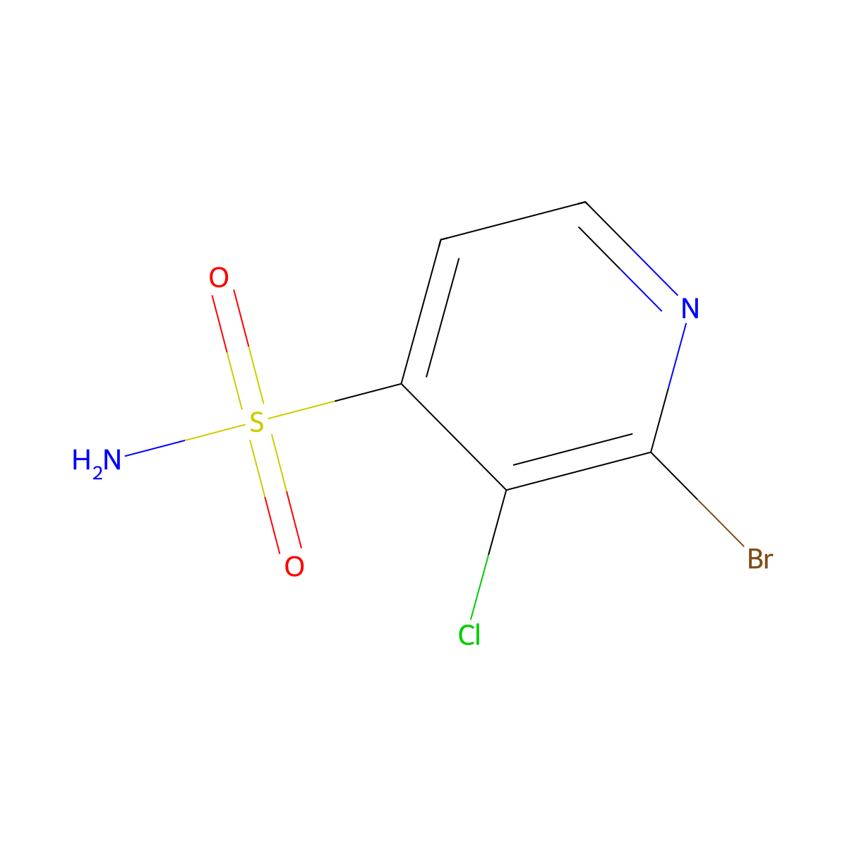 2-Bromo-3-chloropyridine-4-sulfonamide molecular structure, CAS 2995293-56-4