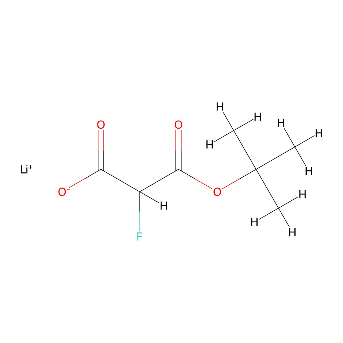 Lithium(1+) 3-(tert-butoxy)-2-fluoro-3-oxopropanoate molecular structure, CAS 2995293-59-7