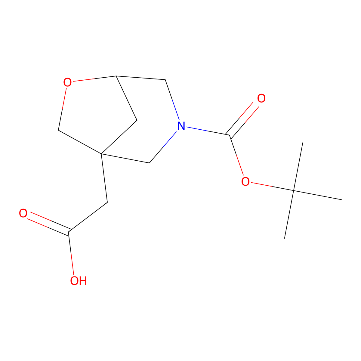 2-{3-[(Tert-butoxy)carbonyl]-6-oxa-3-azabicyclo[3.2.1]octan-1-yl}acetic acid molecular structure, CAS 2995293-64-4