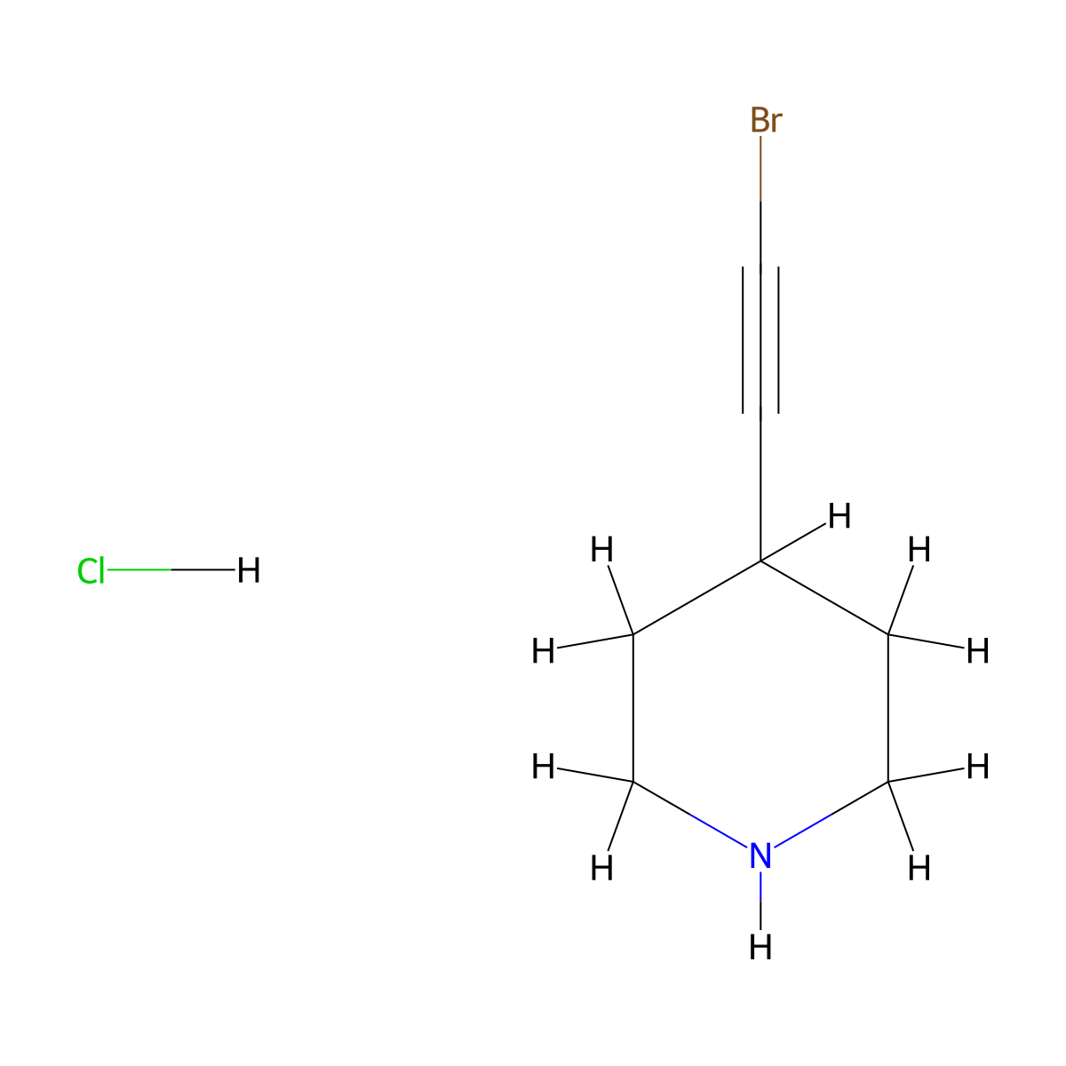 4-(2-Bromoethynyl)piperidine hydrochloride molecular structure, CAS 2995293-70-2