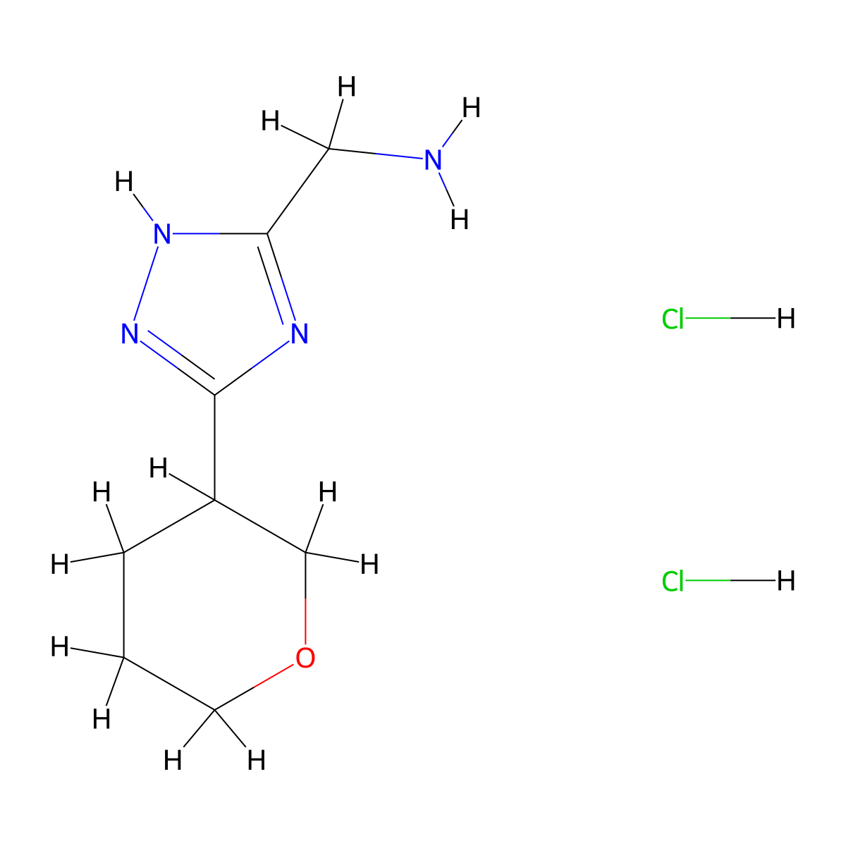 1-[5-(oxan-3-yl)-4H-1,2,4-triazol-3-yl]methanamine dihydrochloride molecular structure, CAS 2995293-74-6