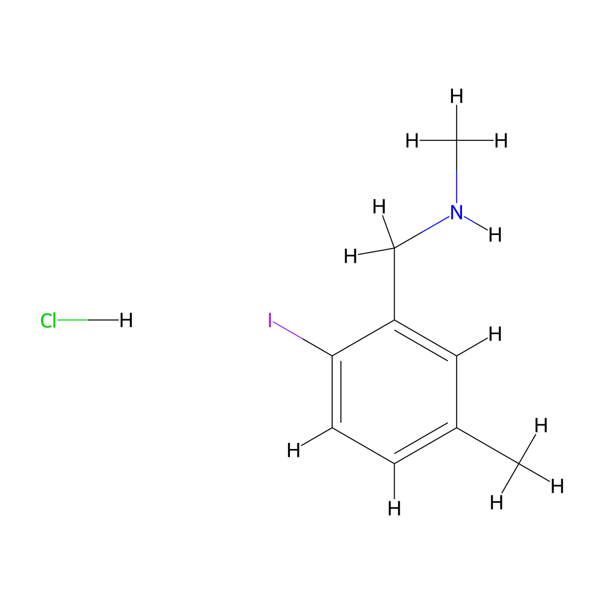 [(2-Iodo-5-methylphenyl)methyl](methyl)amine hydrochloride molecular structure, CAS 2995293-80-4