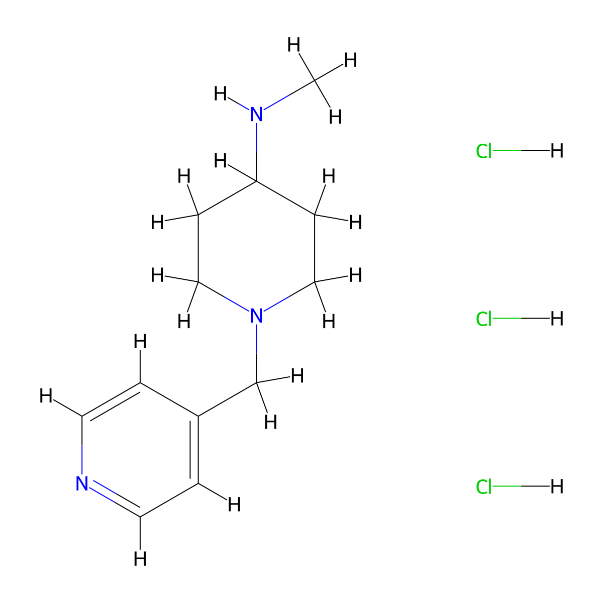 N-methyl-1-[(pyridin-4-yl)methyl]piperidin-4-amine trihydrochloride molecular structure, CAS 2995293-93-9