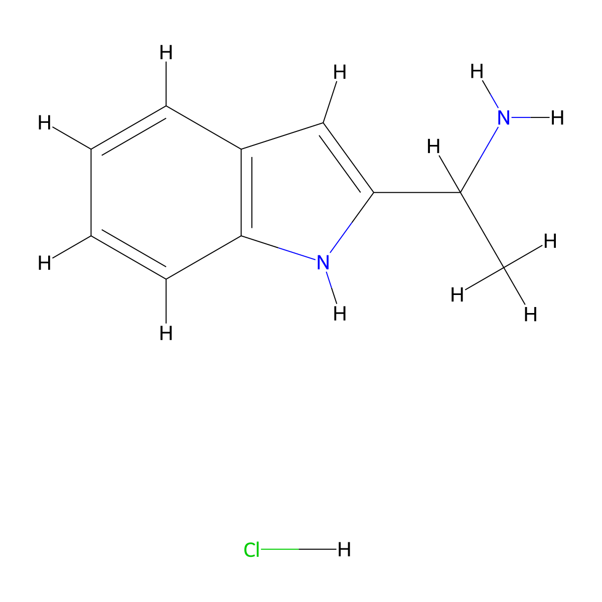 1-(1H-indol-2-yl)ethan-1-amine hydrochloride molecular structure, CAS 2995294-16-9
