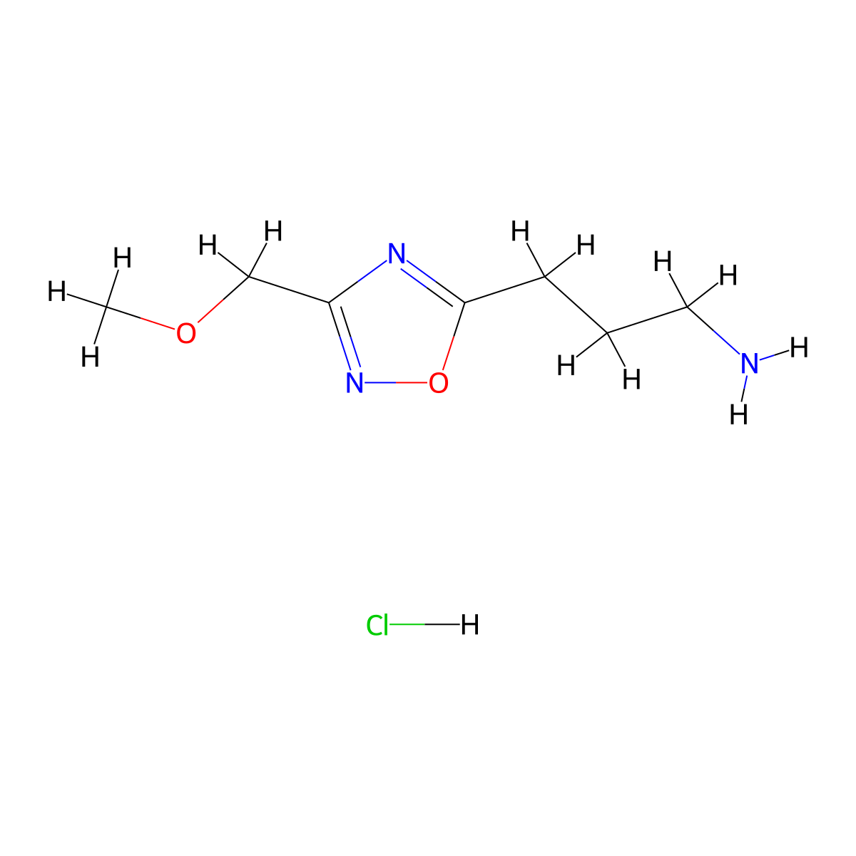 3-[3-(Methoxymethyl)-1,2,4-oxadiazol-5-yl]propan-1-amine hydrochloride molecular structure, CAS 2995297-49-7