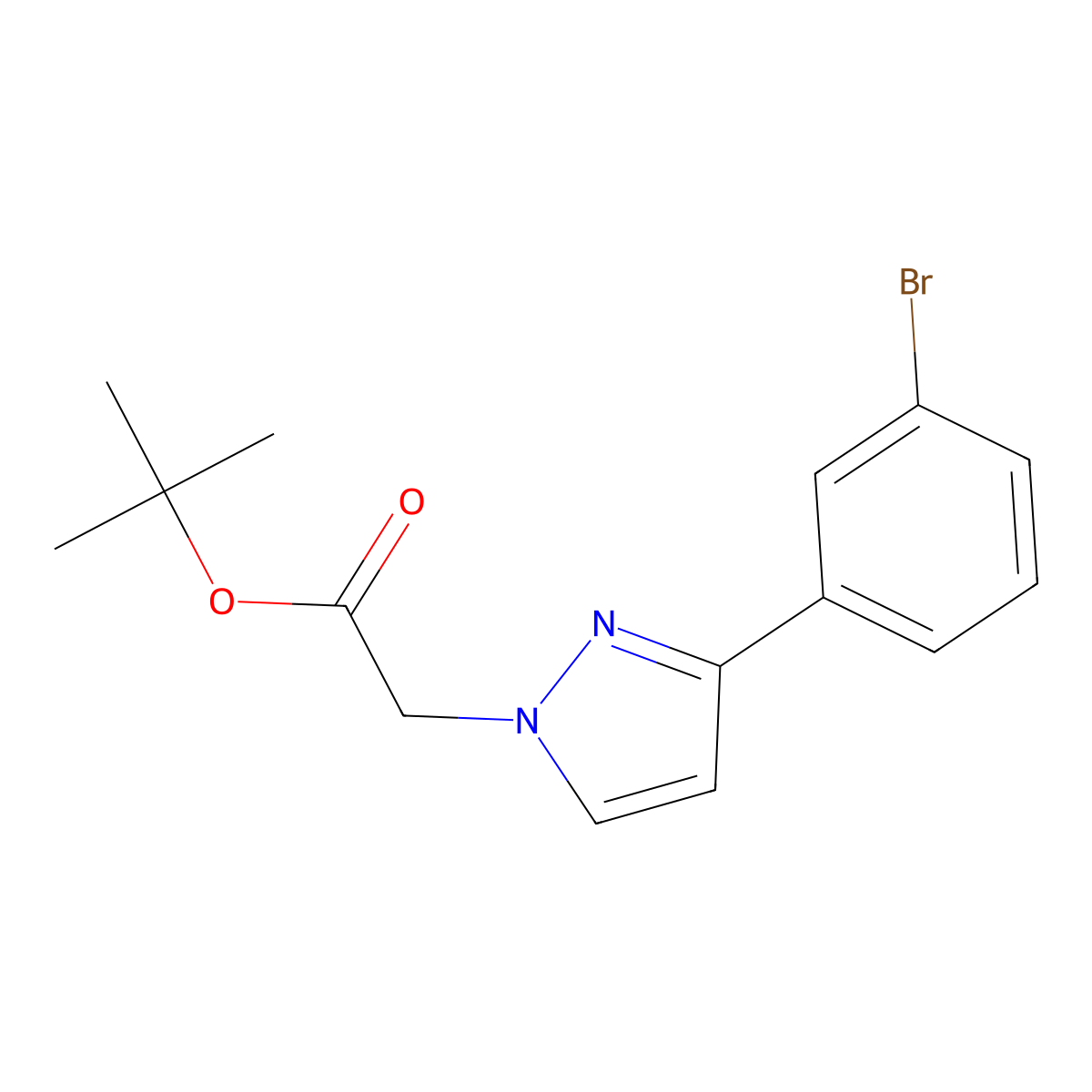 tert-butyl 2-[3-(3-bromophenyl)-1H-pyrazol-1-yl]acetate molecular structure, CAS 2995297-56-6
