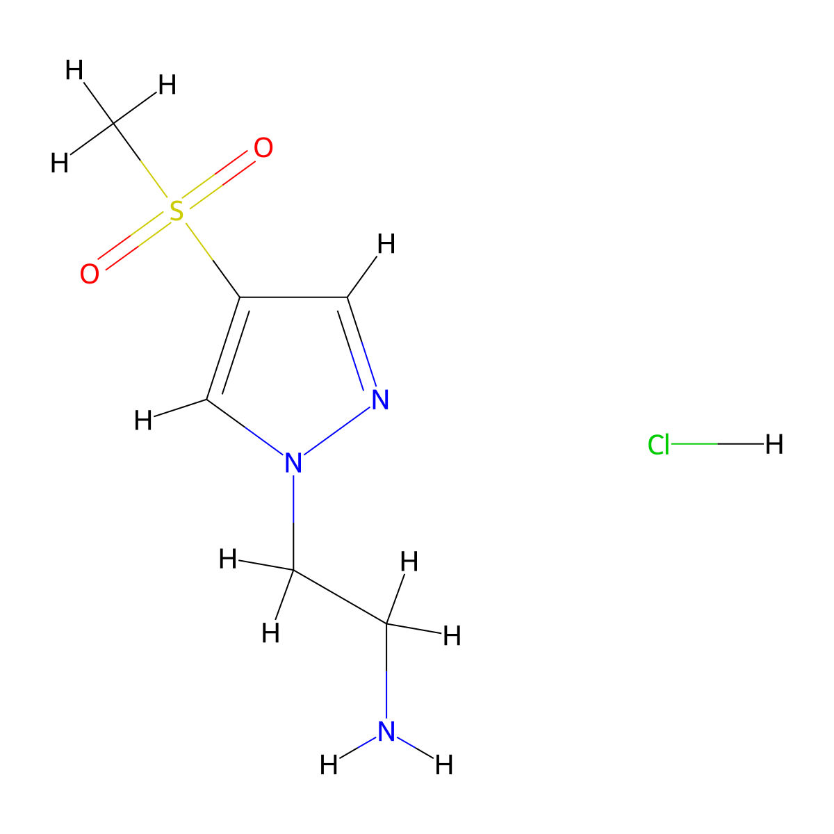 2-(4-methanesulfonyl-1H-pyrazol-1-yl)ethan-1-amine hydrochloride molecular structure, CAS 2995297-57-7