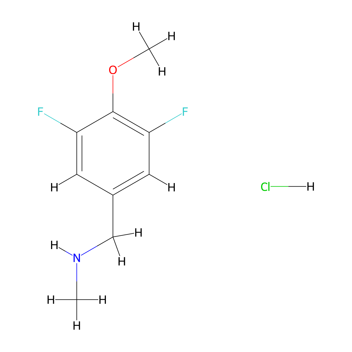 1-(3,5-difluoro-4-methoxyphenyl)-N-methylmethanamine;hydrochloride molecular structure, CAS 2995297-67-9