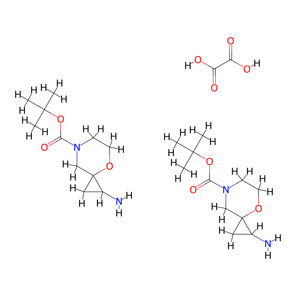 Oxalic acid, bis(tert-butyl 1-amino-4-oxa-7-azaspiro[2.5]octane-7-carboxylate) molecular structure, CAS 2995297-68-0