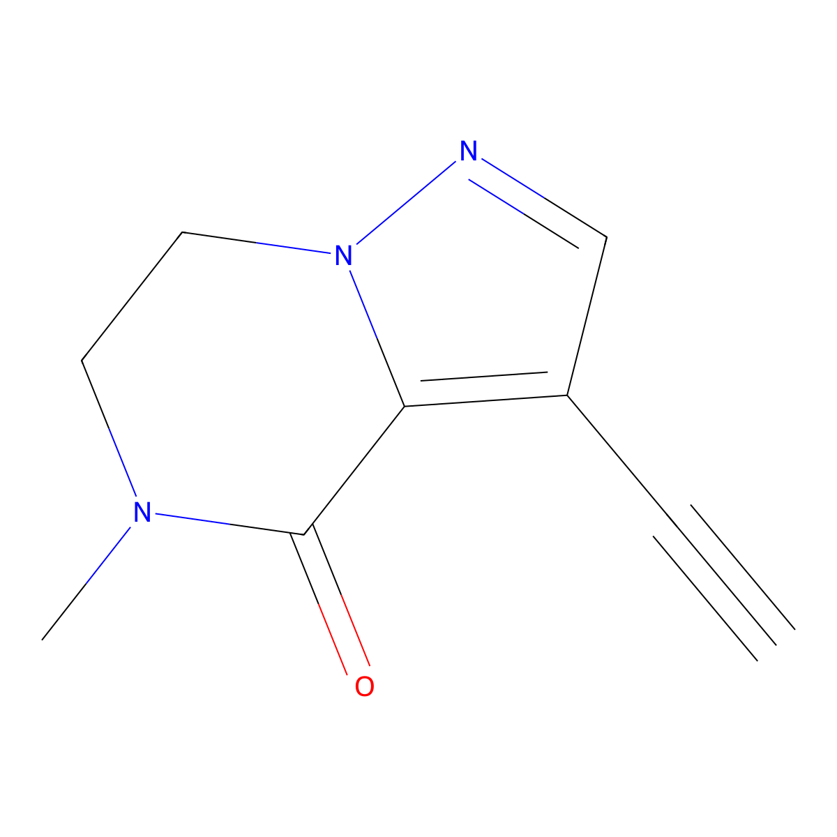 3-ethynyl-5-methyl-4H,5H,6H,7H-pyrazolo[1,5-a]pyrazin-4-one molecular structure, CAS 2995297-71-5