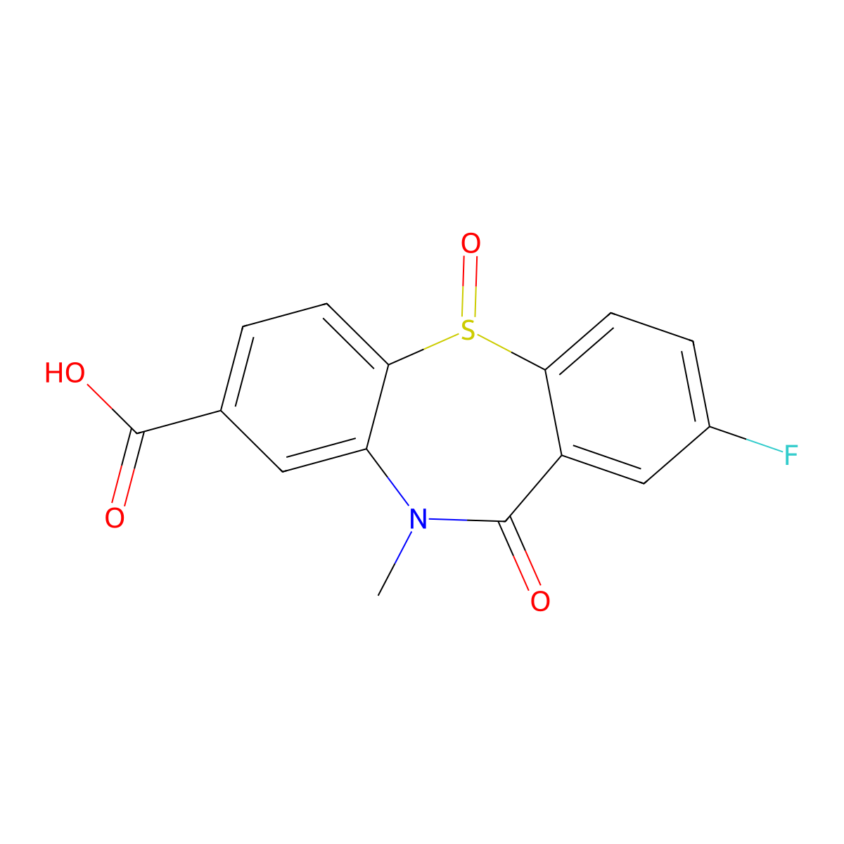 2-Fluoro-10-methyl-11-oxo-10,11-dihydrodibenzo[b,f][1,4]thiazepine-8-carboxylic acid 5-oxide molecular structure, CAS 2995297-73-7