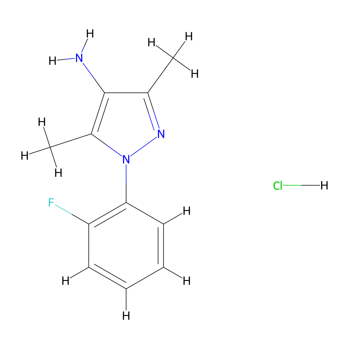 1-(2-fluorophenyl)-3,5-dimethyl-1H-pyrazol-4-amine hydrochloride molecular structure, CAS 2995297-74-8