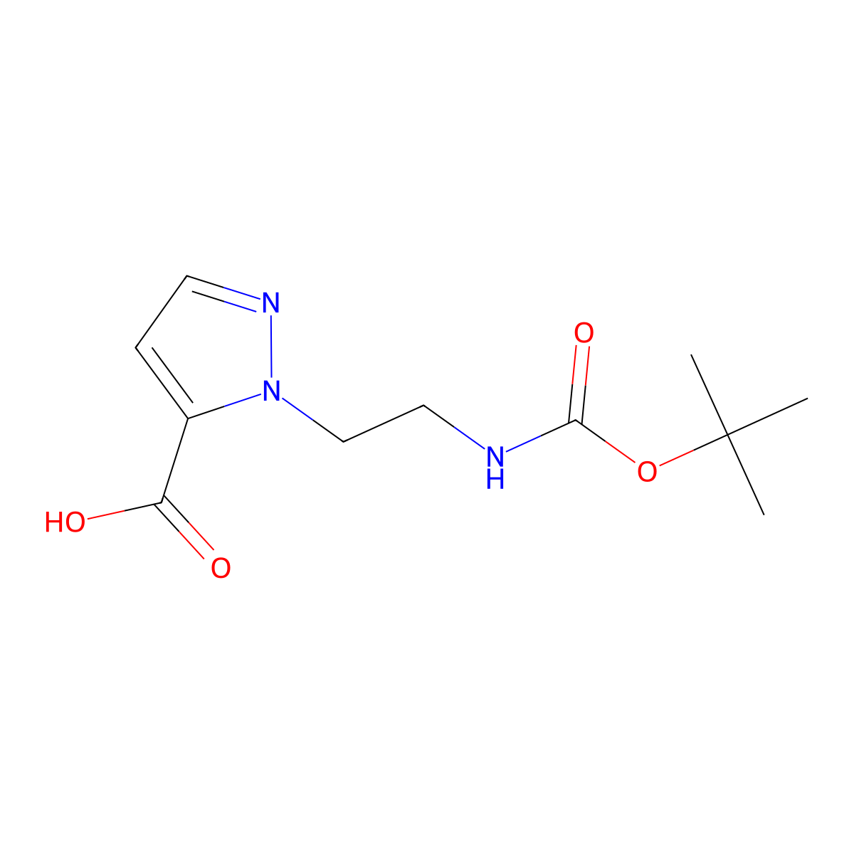 2-[2-[(2-Methylpropan-2-yl)oxycarbonylamino]ethyl]pyrazole-3-carboxylic acid molecular structure, CAS 2995297-76-0