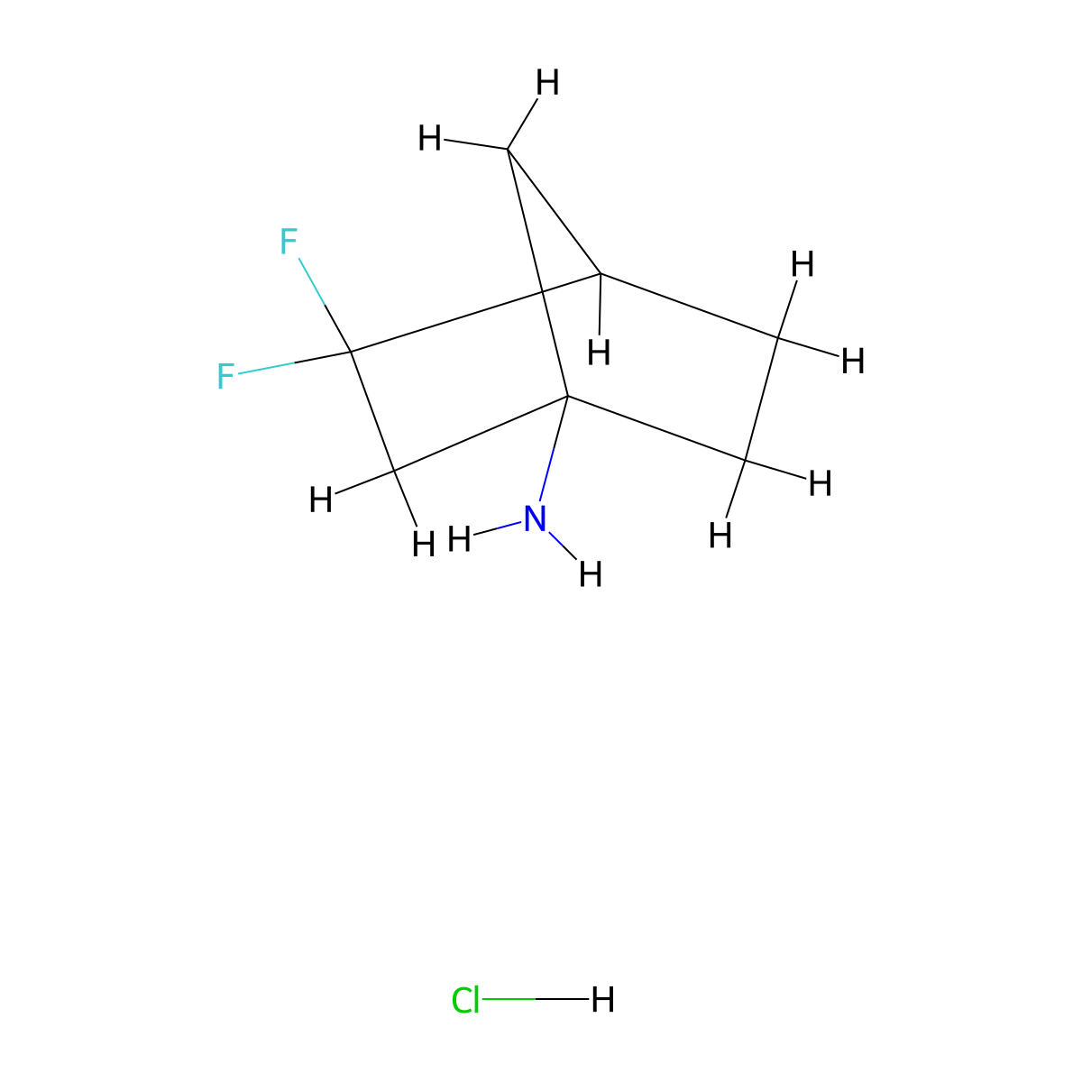 3,3-Difluorobicyclo[2.2.1]heptan-1-amine hydrochloride molecular structure, CAS 2995297-79-3