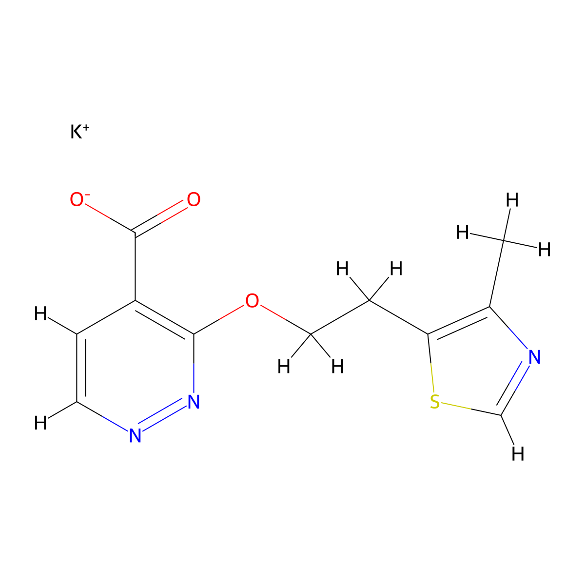 Potassium 3-[2-(4-methyl-1,3-thiazol-5-yl)ethoxy]pyridazine-4-carboxylate molecular structure, CAS 2995297-81-7