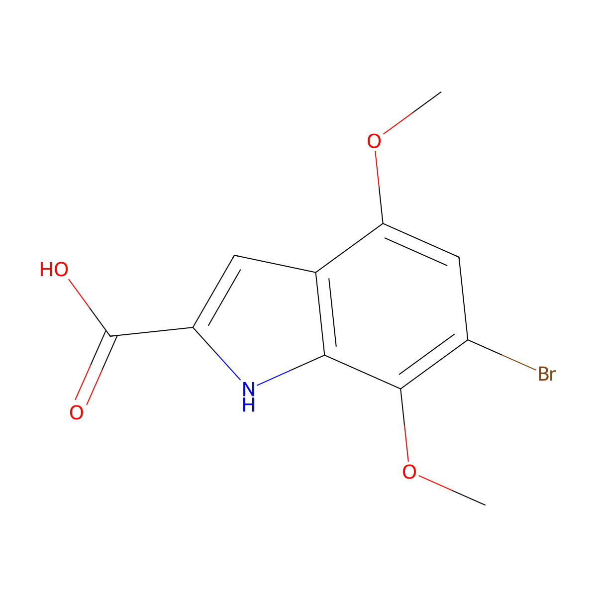 6-bromo-4,7-dimethoxy-1H-indole-2-carboxylic acid molecular structure, CAS 2995297-89-5
