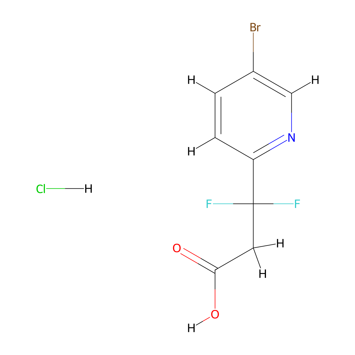 3-(5-Bromopyridin-2-yl)-3,3-difluoropropanoic acid hydrochloride molecular structure, CAS 2995298-77-4