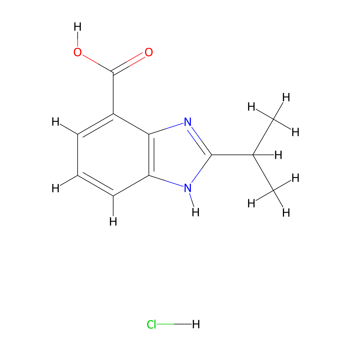 2-(propan-2-yl)-1H-1,3-benzodiazole-4-carboxylic acid hydrochloride molecular structure, CAS 2995298-79-6