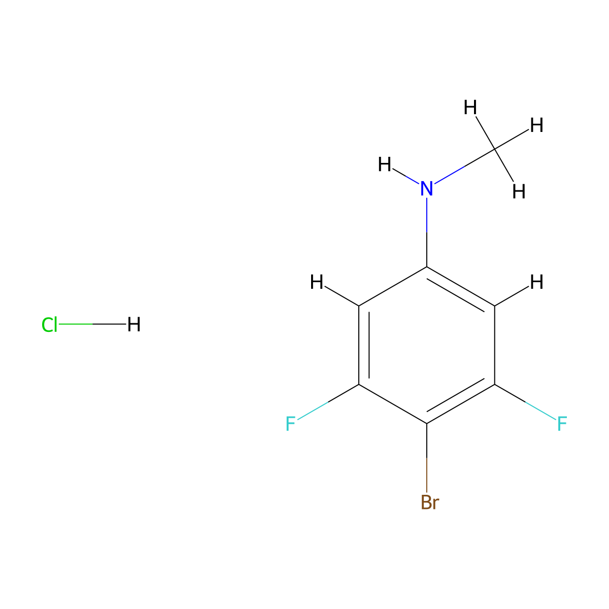 4-bromo-3,5-difluoro-N-methylaniline hydrochloride molecular structure, CAS 2995298-81-0
