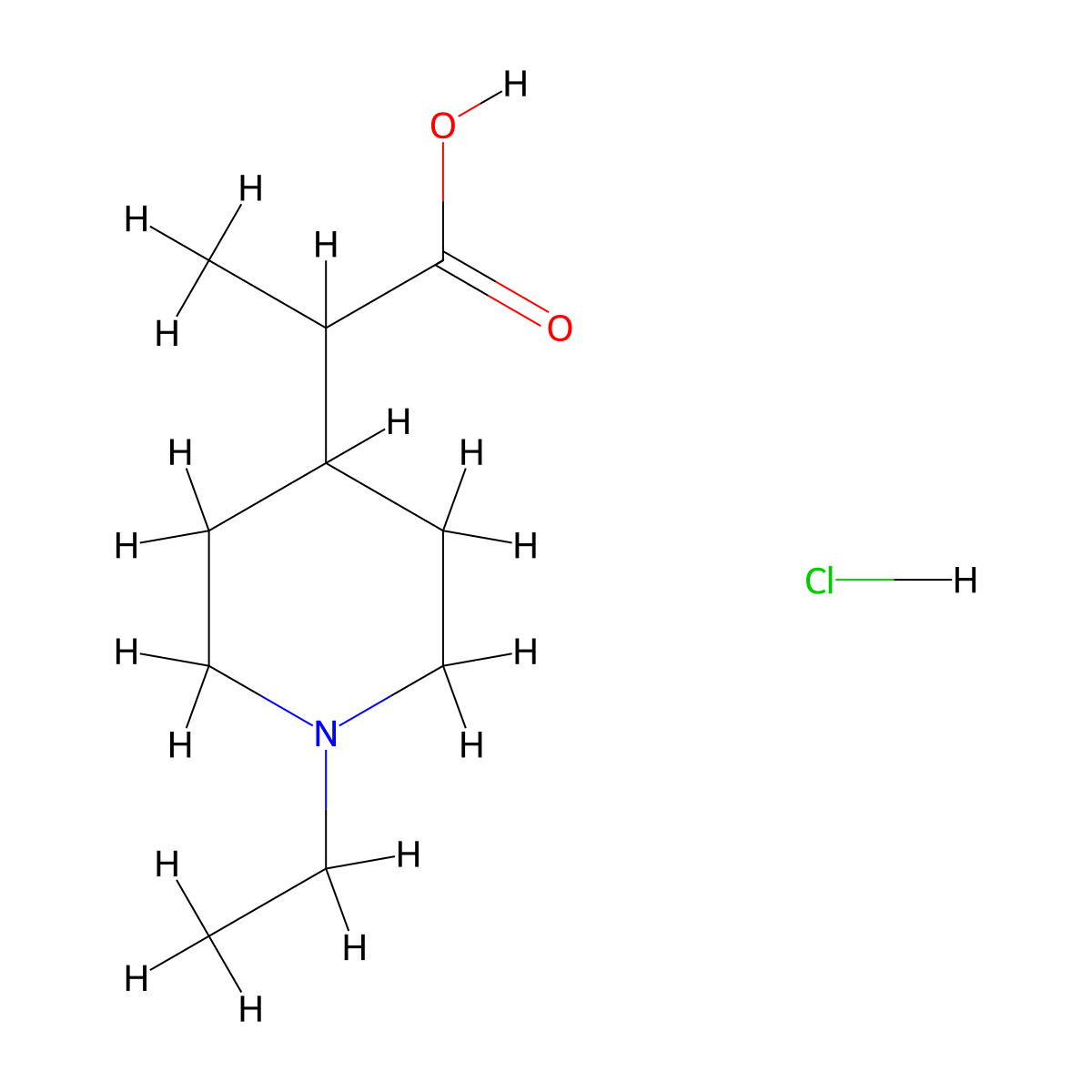 2-(1-Ethylpiperidin-4-yl)propanoic acid hydrochloride molecular structure, CAS 2995298-83-2