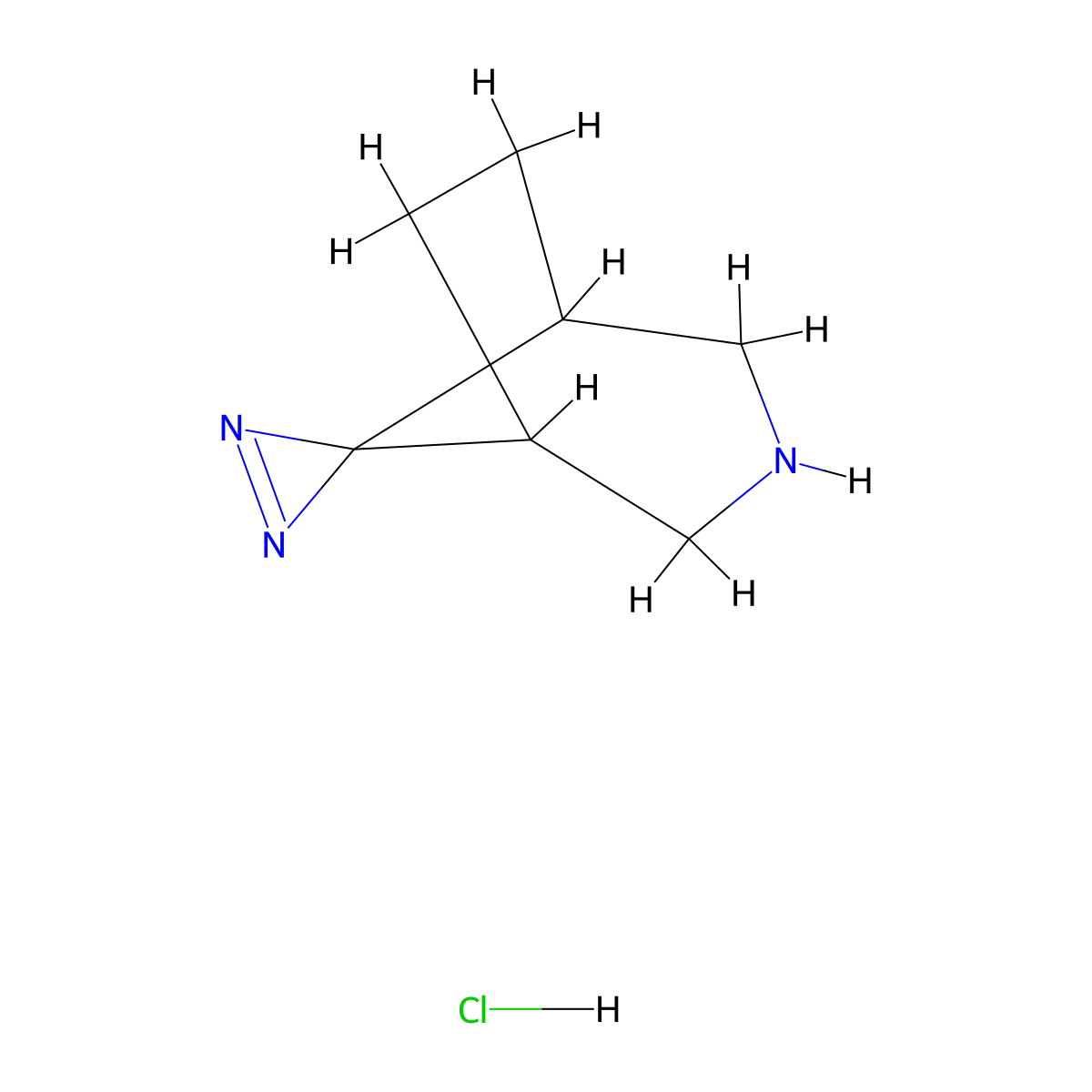 Spiro[3-azabicyclo[3.2.1]octane-8,3'-diazirine];hydrochloride molecular structure, CAS 2995298-85-4