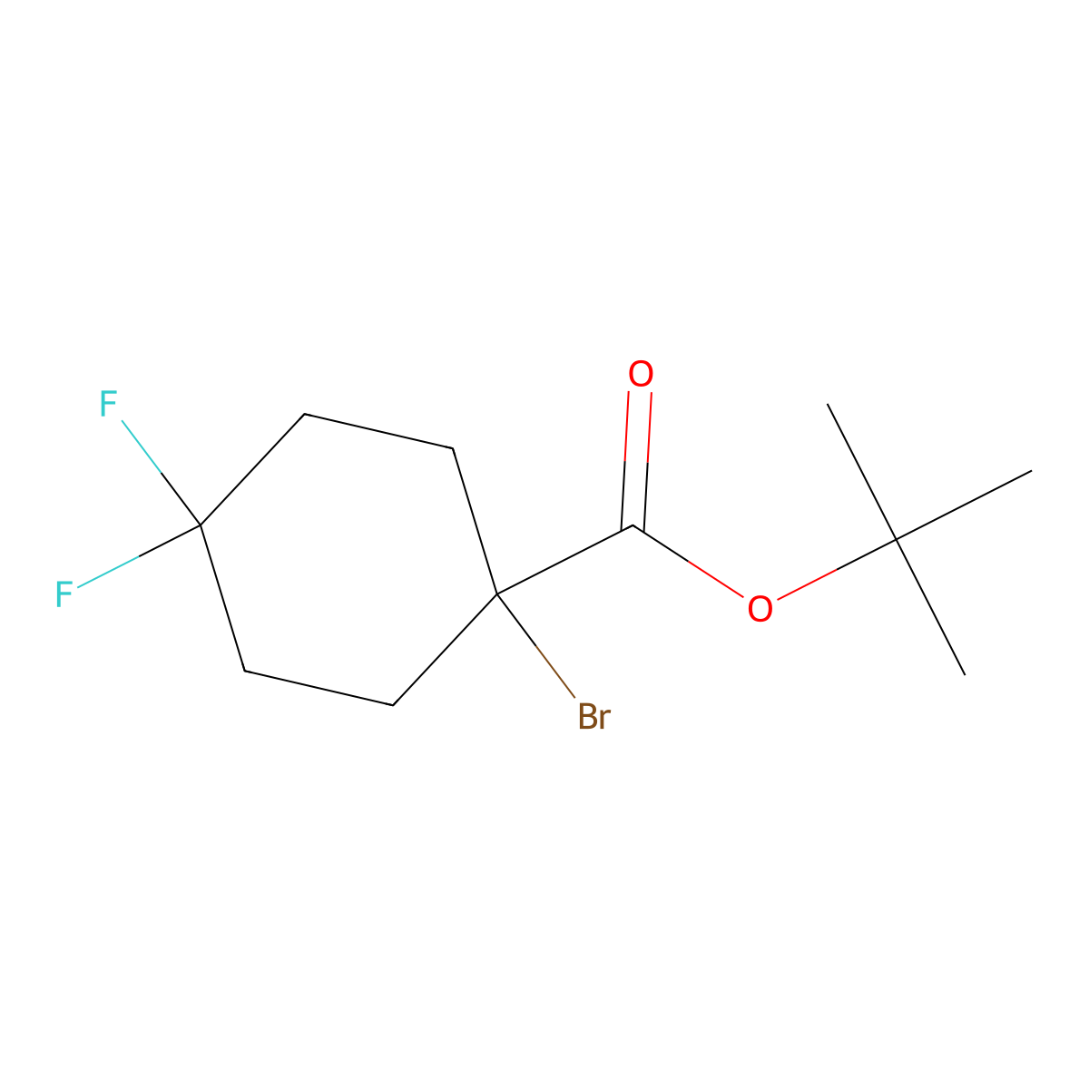 Tert-butyl 1-bromo-4,4-difluorocyclohexane-1-carboxylate molecular structure, CAS 2995298-92-3