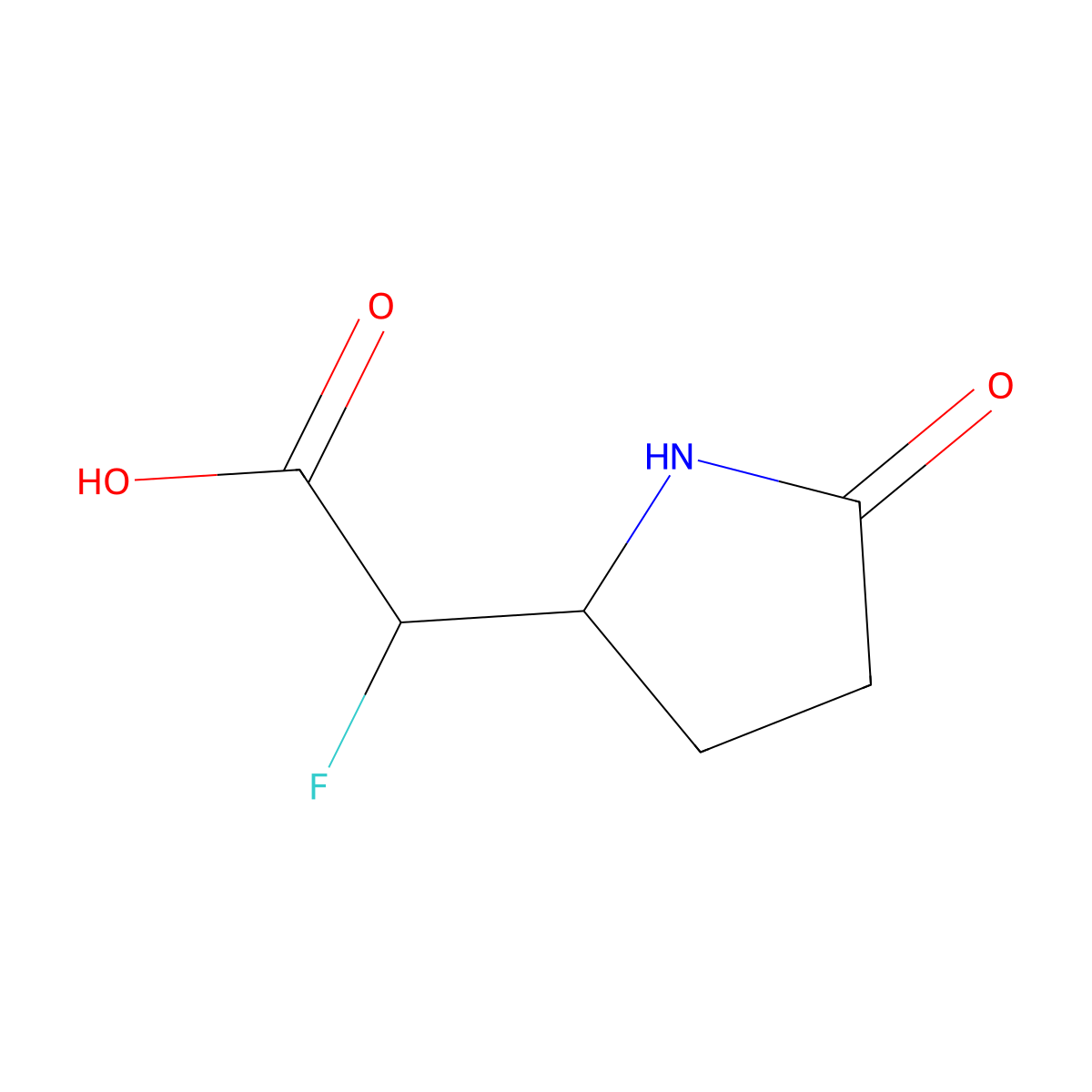 2-Fluoro-2-(5-oxopyrrolidin-2-yl)acetic acid molecular structure, CAS 2995298-94-5