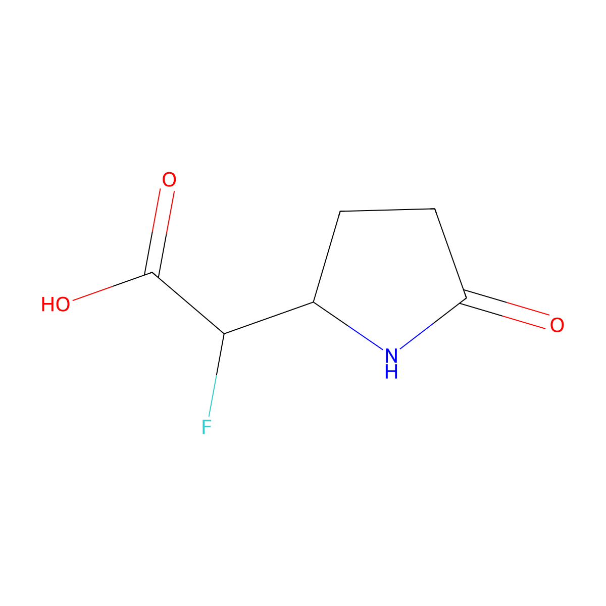 2-Fluoro-2-(5-oxopyrrolidin-2-yl)acetic acid molecular structure, CAS 2995298-94-5