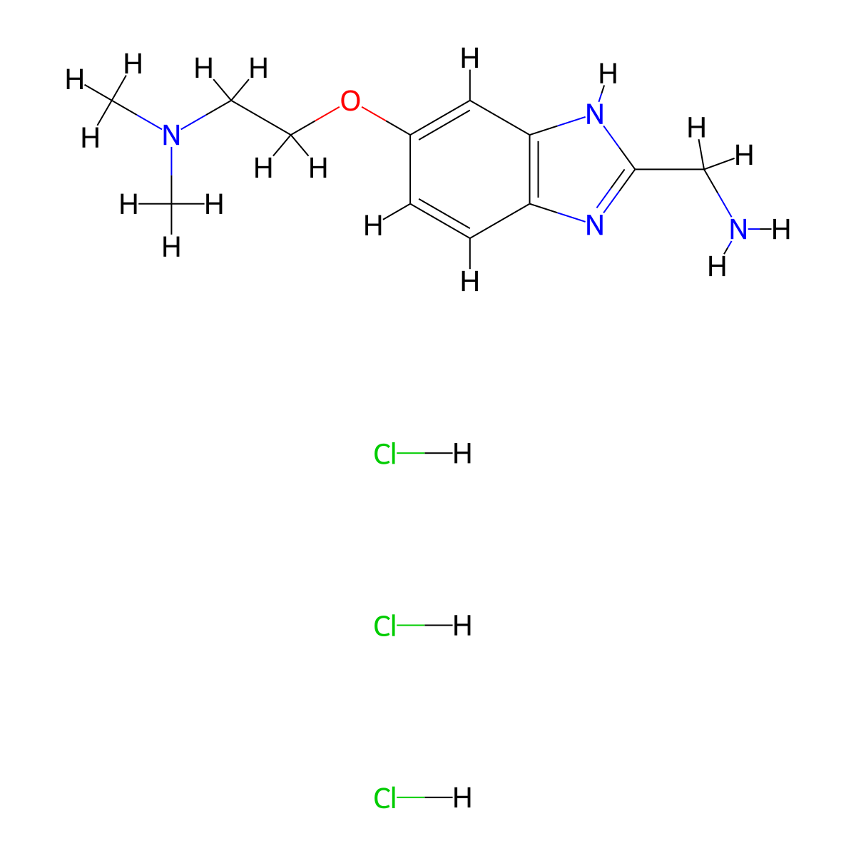 2-[[2-(aminomethyl)-3H-benzimidazol-5-yl]oxy]-N,N-dimethylethanamine;trihydrochloride molecular structure, CAS 2995298-97-8