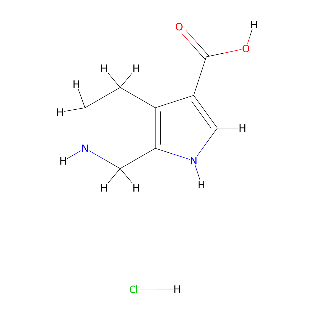 1H,4H,5H,6H,7H-pyrrolo[2,3-c]pyridine-3-carboxylic acid hydrochloride molecular structure, CAS 2995299-01-7